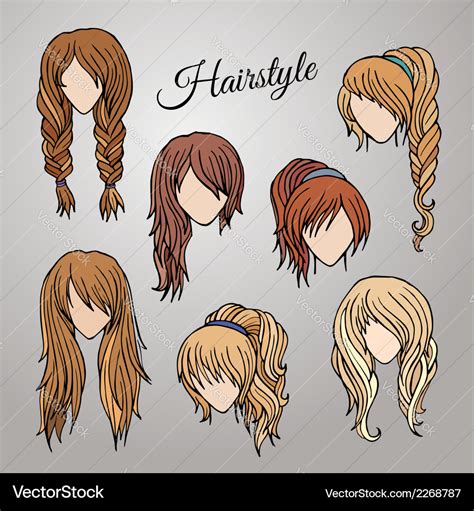 Different cartoon hairstyles Royalty Free Vector Image