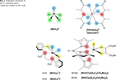 Schematic structures of the d 1 transition-metal complexes studied in ...