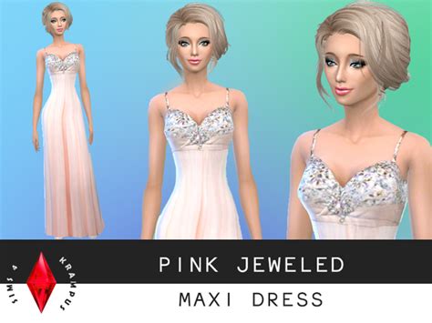 The Sims Resource - Pink Maxi/Prom Dress