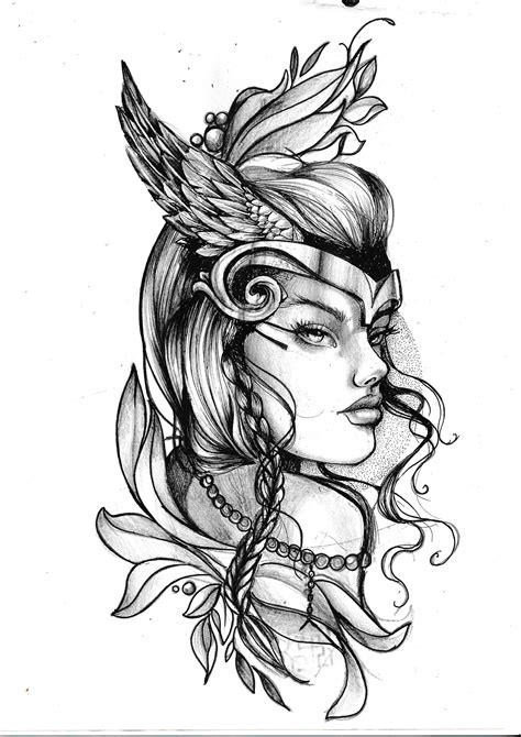 Norse Valkyrie Wings Tattoo Sketch Coloring Page