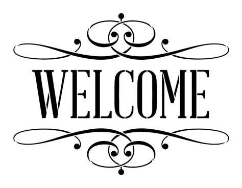 Welcome Word Stencil - Skinny Serif with Flourish - 11" x 8-1/2"