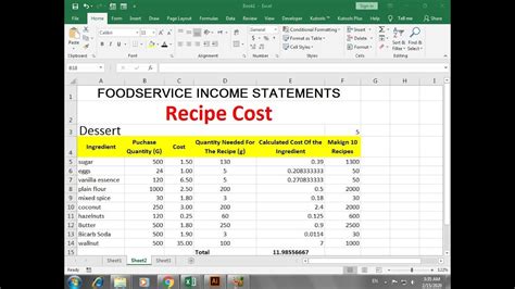 Food Cost Calculator Spreadsheet | Deporecipe.co