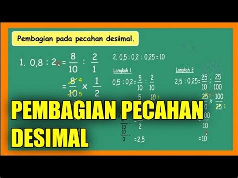 Pembagian Pecahan Desimal Kelas 5 SD - YouTube