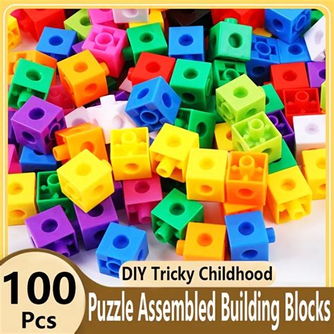 100pcs Cube Links Blocks Toy Assembled Cubes Building Blocks Mini ...