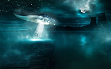 moon, Water, Night, Spaceship, Aliens, Space Wallpapers HD / Desktop ...