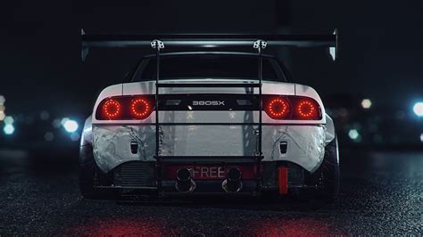 Download wallpaper 1920x1080 sportscar, car, white, rear view, night ...