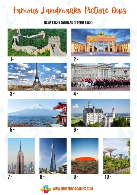 22 Famous Landmarks Picture Quiz Rounds (Free & Printable) - Quiz ...