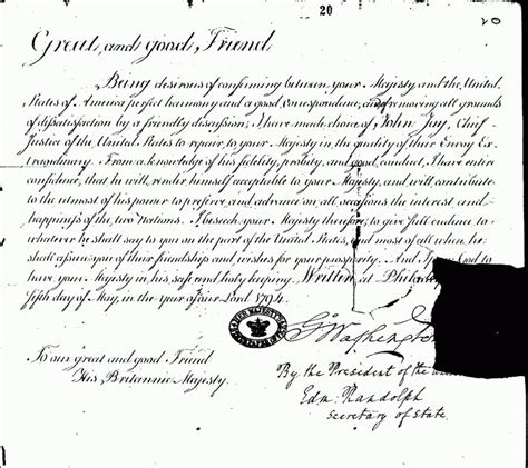 The Jay Treaty: George Washington's Letter of Credence to His Britannic ...