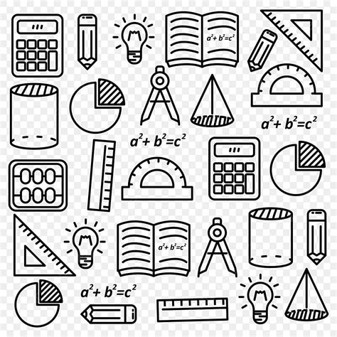 Mathematics Doodle Vector Illustration With Black Line Design Suitable ...