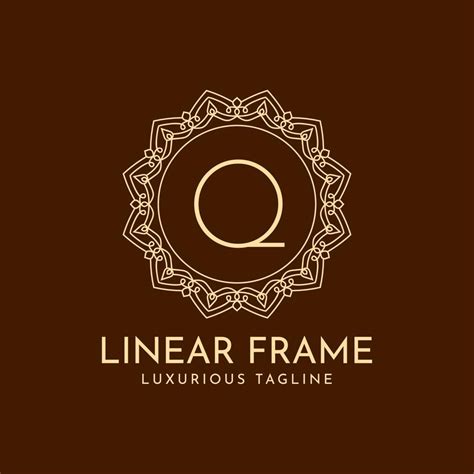 letter Q minimalist circle frame linear luxury decoration vector logo ...