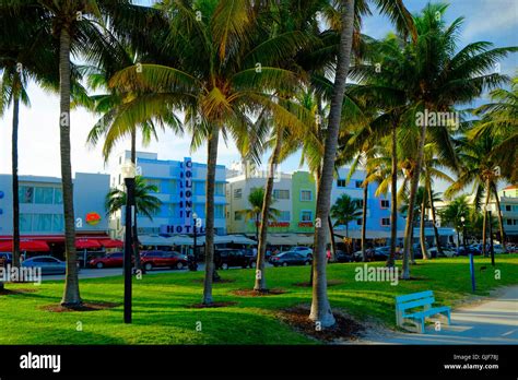 Art Deco Hotels, Ocean Drive, Miami, Florida Stock Photo - Alamy