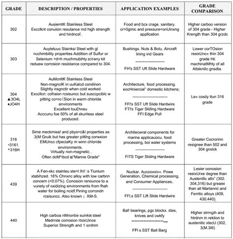 Stainless Steel Grades Chart - 2023 Updated