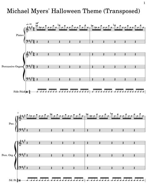 Michael Myers' Halloween Theme (Transposed) - Sheet music for Piano ...