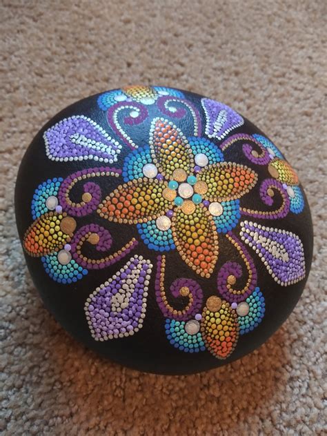 Hand Painted Dot Mandala Rock | Etsy