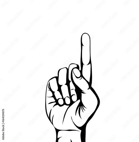 Hand gesture pointing up. The index finger raised. Empty space for your ...