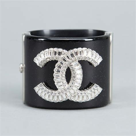 #Chanel Black CC Crystal Cuff Bracelet | Crystal cuff bracelet, Crystal ...