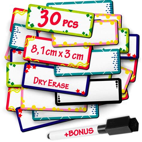 Buy Dry Erase Magnetic Labels and Stickers - Blank Write on Magnet ...