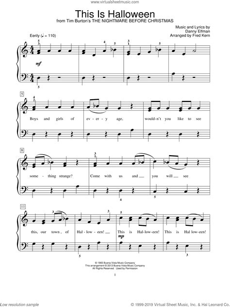 Traditional Halloween Song Sheet Music (Easy Piano) In A Minor Download ...