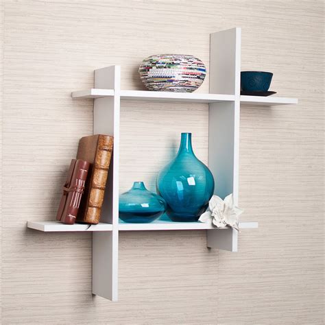 Asymmetric White Laminate Square Floating Wall Shelf - Walmart.com