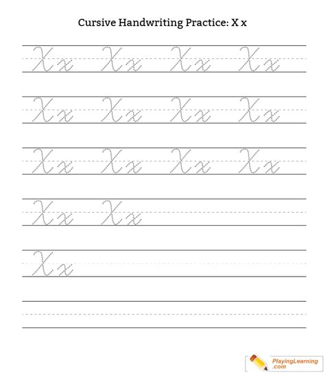 Cursive Handwriting Practice Letter X | Free Cursive Handwriting ...