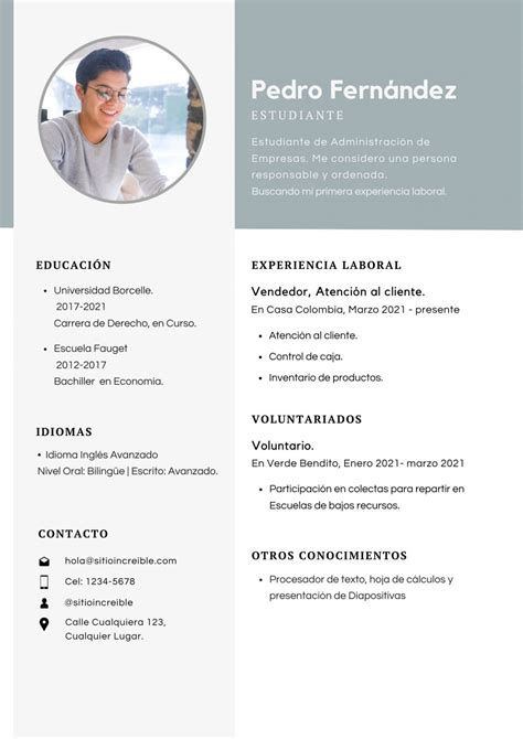 Modelo De Curriculo Vitae Word Para Descargar Ejemplos Cv Curriculum ...