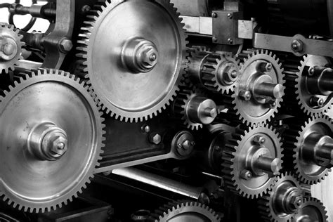 Free picture: gears, cogs, machine, machinery, mechanical, printing press