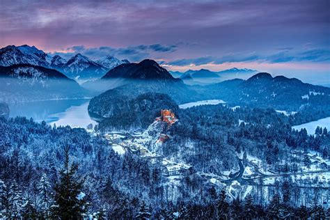 bavaria, Germany, The, Castle, Lake, Mountains, Winter, Forest ...