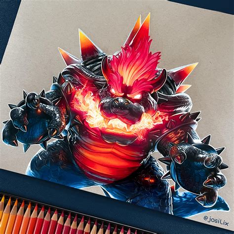 Bowser's Fury colored pencil fanart by @josilix : r/casualnintendo