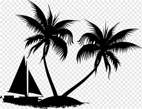 Island, Yacht, Sea, Silhouette, Ship, Tropical, Palm, Nature, Ocean ...