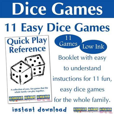 Printable Dice Game Rules Booklet for Family Game Night (Download Now ...