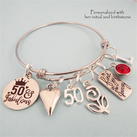 50th Birthday Gift, Personalized Gift for Woman Turning 50, Birthstone ...