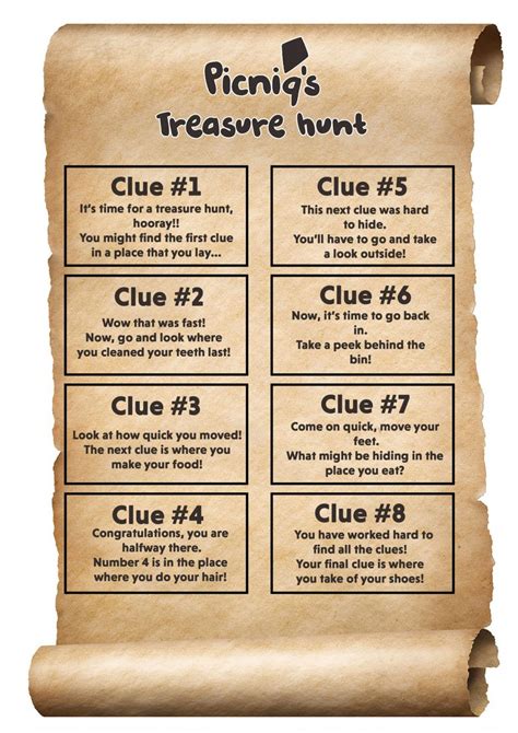 Simple Treasure Hunt Clues For Kids