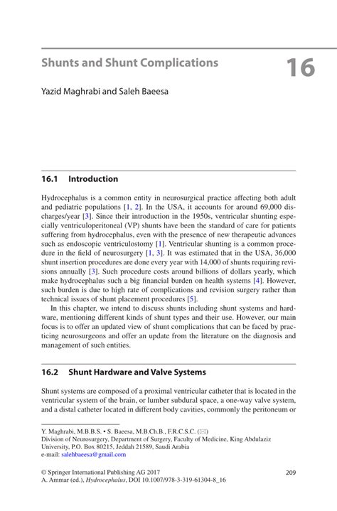 (PDF) Shunts and Shunt Complications