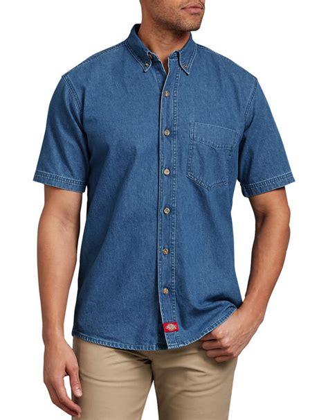 Short Sleeve Button-Down Denim Shirt | Mens Shirts | Dickies