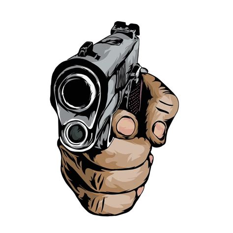 hand holding a gun Vector white background 7837402 Vector Art at Vecteezy