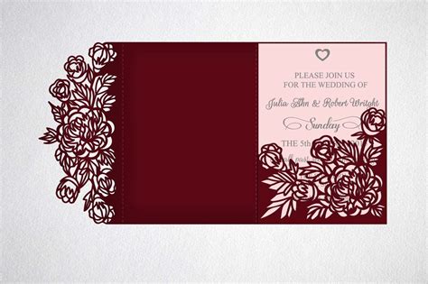 Paper & Party Supplies 5x7 SVG Laser Cut Wedding Invitation Tri Fold ...