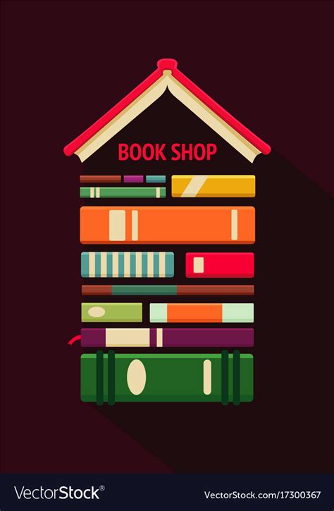 Bookshop sign books store poster flat style Vector Image