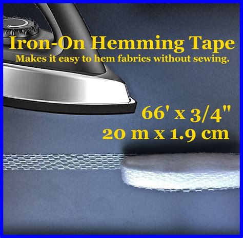 Iron On Fabric Hem Tape for Curtain Panels 66' x 3/4" / 20m x1.9cm ...