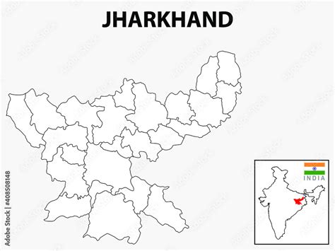 Jharkhand map. Jharkhand districts map with name labels. Jharkhand ...