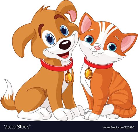 Cat and Dog vector image on VectorStock | Cartoon dog, Dog clip art ...