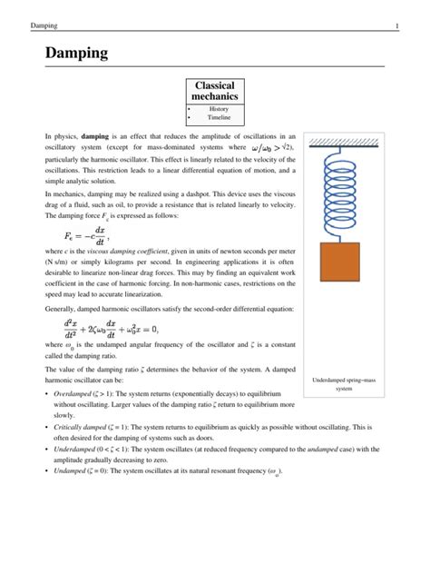 Damping | PDF | Force | Classical Mechanics