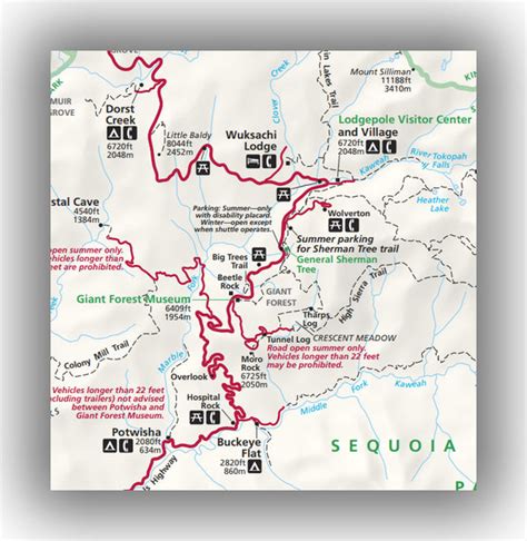 Printable Map Of Sequoia National Park