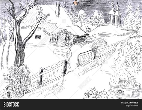 Winter Village Drawing Image & Photo (Free Trial) | Bigstock