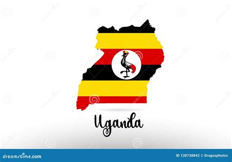 Uganda Country Flag Inside Map Contour Design Icon Logo Stock Vector ...