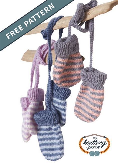 Striped Knitted Baby Mittens [FREE Knitting Pattern]