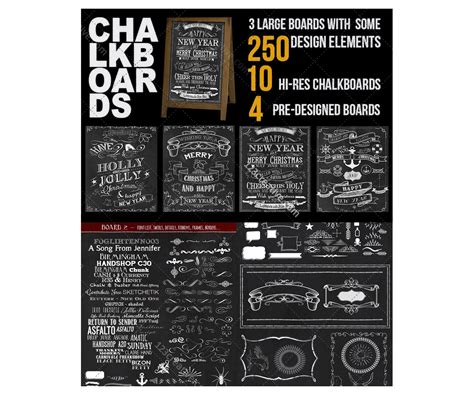 Chalkboard design bundle - PSD templates, design elements, hi-res ...