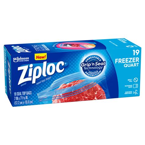 Ziploc Bag Freezer Quart 19stk | Kostur.is