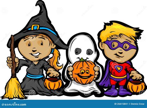 Cute Halloween Kids In Trick Or Treat Costumes Stock Image - Image ...