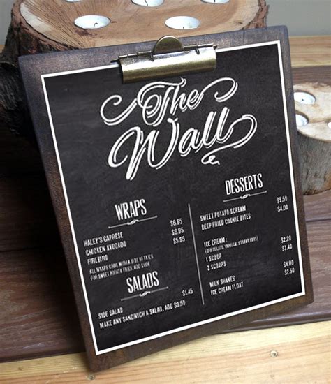 Menu Clipboards Large Restaurant Menu Boards Rustic Menu