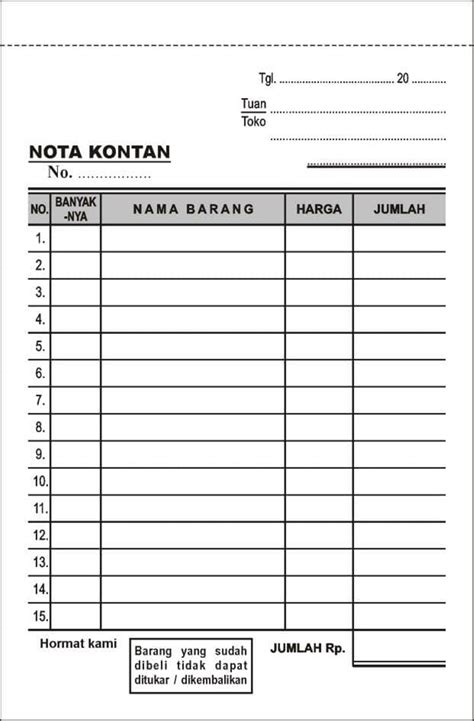 Contoh Nota Kosong